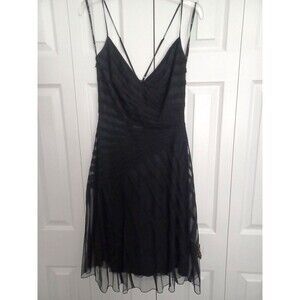 Tadashi Shoji 100% Silk Black Knee Length Cocktail Fit Flare Dress Size UK10 us6